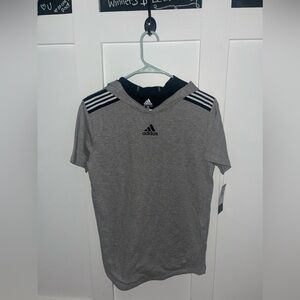 Boys 14/16 Adidas short sleeve hooded top. NWT